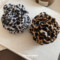 Coffee Brown Leopard Fabric Rose Flower Claw Clip Style view 2