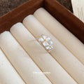 Silver Open Flower Ring With Gold Centers Adjustable view 4