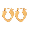 Gold Steel Smooth Heart Teardrop Geometric Hoop Earrings view 5
