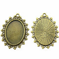 Scrolled Frame Oval Cabochon Pendant Trays in Two Finishes view 2