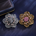 Leaf Crystal Two Designs Metal Brooch Pin 4 x 4.5 cm view 4