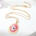 Gold Tone Oval Resin Evil Eye Pendant Necklaces in Six Colors view 2