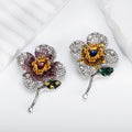 Flower Crystal Two Designs Metal Brooch Pin 4.5 x 6.4 cm view 5