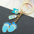 Eight Blue and Pink Baby Outfit Footprint Keychain Designs view 3