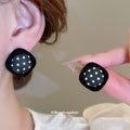 Polka Dot Fabric Stud Earrings in Three Shapes and Colors view 4
