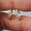Star Engraved Mini Huggie Hoop Earrings Silver Or Gold Tone view 6