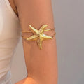 Gold and Silver Starfish Open Upper Arm Statement Cuffs view 1