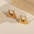 Studded Triangle Bag Hoop Earrings Gold Or Steel Tone view 4