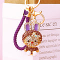 Jeweled Cute Rabbit Keychains in Four Colors with Matching Braided Loops view 8