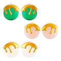 Round Ice Cream Drip Resin Stud Earrings Gold Tone Metal Tops view 5