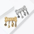 Bone Brooch with Dangling Pet Theme Charms Decorative Clothing Pin view 3