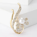Pearl and Crystal Flower Branch Brooch in Two Metal Tones view 2