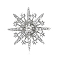 Rhinestone Snowflake Brooch Silver or Antique Gold Clear Stones view 2
