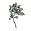 Silver Tone Floral Branch Brooch With Iridescent Shell Effect view 1