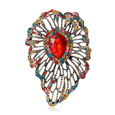 Openwork Teardrop brooch front view on a white background