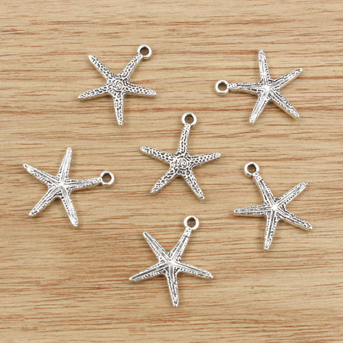 Textured starfish charms arranged to show surface details