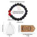 Black Bead Ghost Charm Stretch Bracelet Red Accents view 2