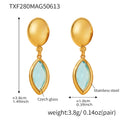 Gold Oval Stud Marquise Czech Glass Drop Earrings Set view 11
