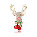 Red Gold Tone Reindeer Metal Brooch Pin for Jackets and Lapels view 1