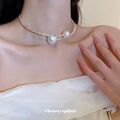 Silver Open Pearl Chokers And Cuff Bracelet Three Styles view 3