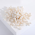 White Pearl Beaded Burst Brooch With Radiating Sprays view 3