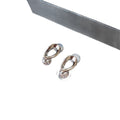 Silver Tone Oval Huggie Earrings with Clear Teardrop Crystals view 5