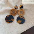 Wood And Woven Circle Drop Earrings In Three Styles view 2