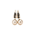 Champagne Faux Pearl Drop Hoop Earrings in Two Metal Tones view 5