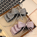 Satin Ribbon Bow Banana Claw Clip Rhinestone Center view 4