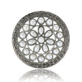 Round Pearl Lattice Brooch in an Antique Silver Tone view 5
