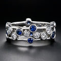 Silver Tone Blue and Clear Crystal Openwork Band Ring view 2