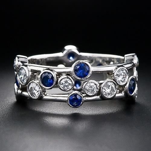 Blue Crystal Band ring in second styled detail view