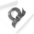 Black Crystal Looped Ribbon Brooch with Textured Details view 4