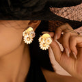 Layered Daisy Cluster Earrings in Four Enamel Colorways view 2