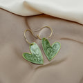 Marbled Heart Gold Tone Large Hoop Earrings in Three Colors view 4