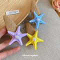Raffia Weave Starfish Pearl Duckbill Hair Clip Blue Purple view 4