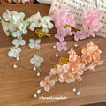 Fabric Flower Pearl Drop Duckbill Hair Clip Three Colors view 4