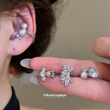 Crystal and Pearl Ear Cuffs in Assorted Sculptural Designs
