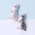 Textured Rabbit Brooch With Red Crystal Eye for Jackets Scarves and Coats view 1