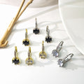 Round Stone Crystal Paved Huggie Hoop Earrings Four Styles view 1