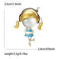 Headphone Girl Enamel Brooch With Red And Blue Outfits view 7
