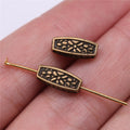 Engraved Rectangle Spacer Beads in Three Antique Finishes view 7