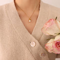 Gold Teardrop Cap Faux Pearl Pendant Necklace Chain view 6