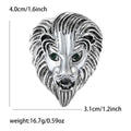 Lion Head Brooch Green Gem Eyes Gold Silver Metal Alloy view 7
