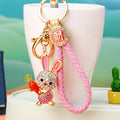 Jeweled Rabbit Holding a Carrot Keychains in Three Pictured Colors view 9