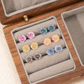 Five Color Mini Rose Flower Colorful Small Stud Earrings view 2