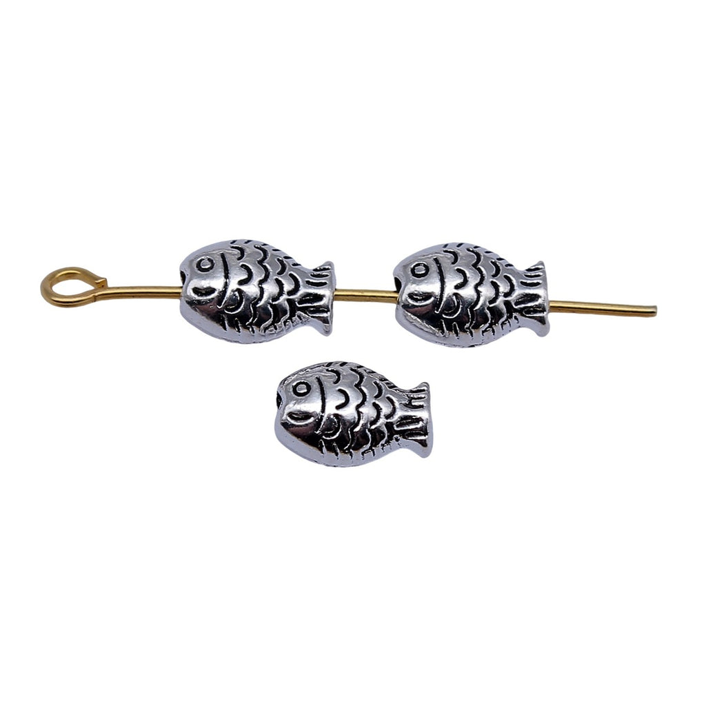 9x6x4.5mm 0.64g Antique Silver Zinc Alloy Fish Small Hole Loose Metal Beads for Bracelet DIY Making