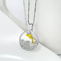 Silver and Gold Tone Dolphin Round Frame Stone Pendant Necklace view 2