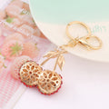 Rhinestone Cherry Keychain Metal Pair Fruit Bag Charm view 4