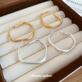 Irregular Open Square Hoop Earrings In Gold And Silver Tone view 2